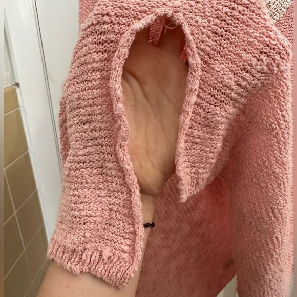 Mossimo Supply Co. Crochet Lace Tunic Pink Sweater Open-Knit Medium Cozy - Picture 4 of 6